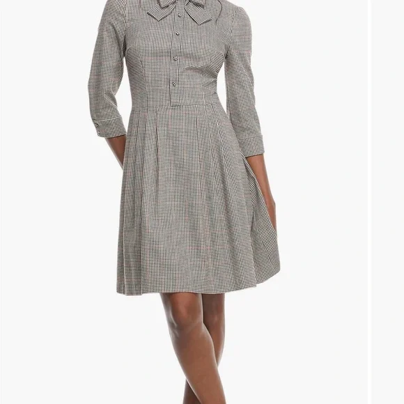 Gal Meets Glam Blanche Plaid Bow Dress - Picture 3 of 10